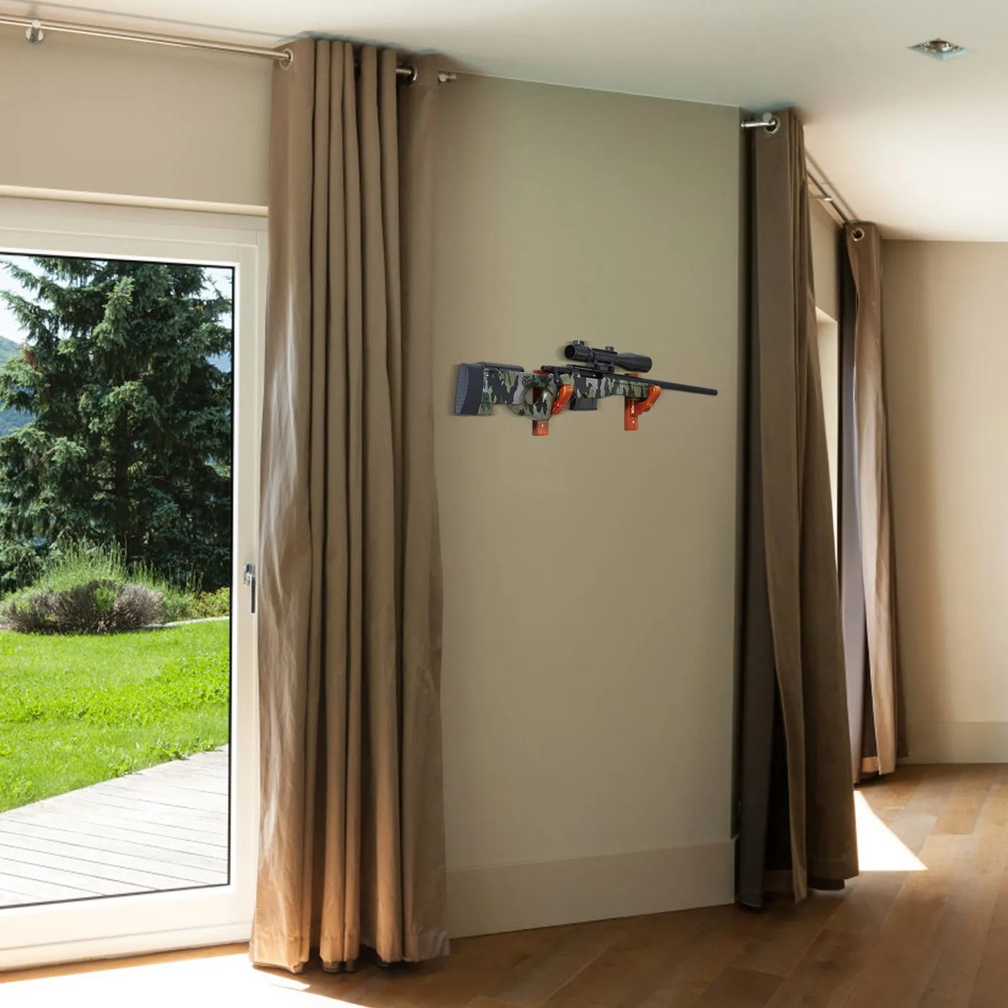 VEVOR Gun Rack Wall Mount, Horizontal Gun Rack and Shotgun Hooks, Single Gun Storage Display Rack,-$20
