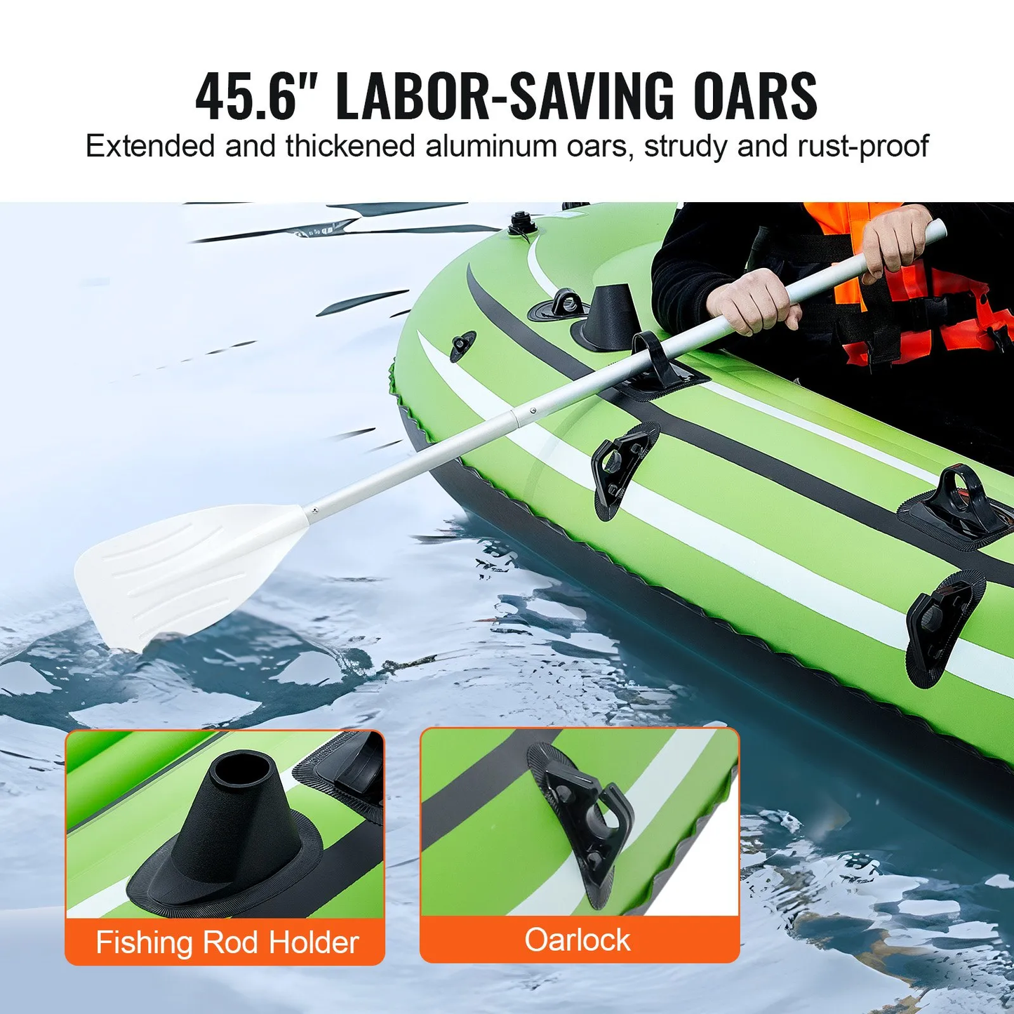 VEVOR Inflatable Boat, 3-Person Inflatable Fishing Boat, Strong PVC Portable Boat Raft Kayak,-$100