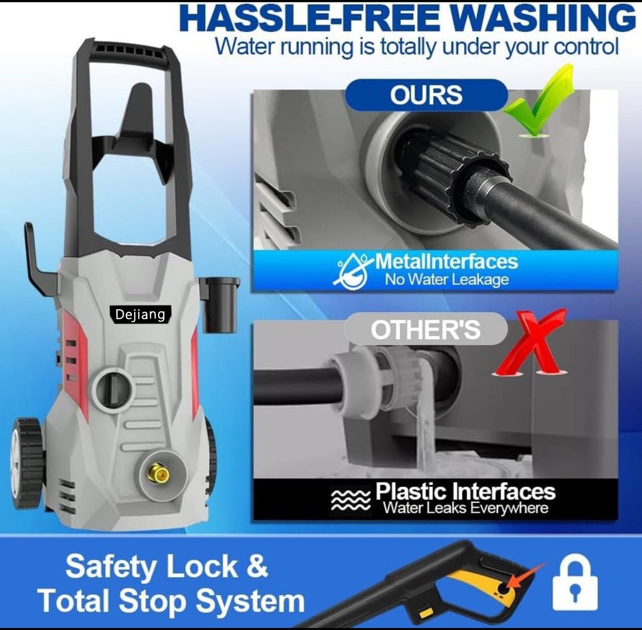 BNIB-Dejiang High ppressure Washer, mobile standing water pump, dynamic power 1600W