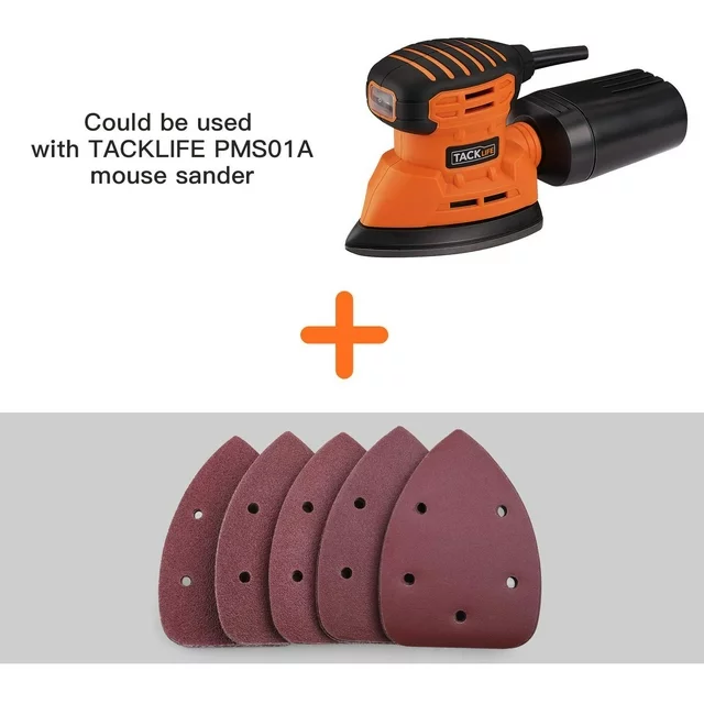 Brand New-Tacklife 50Pcs Mouse Detail Sander Sandpaper 40/60/80/100/240 Grits Hook