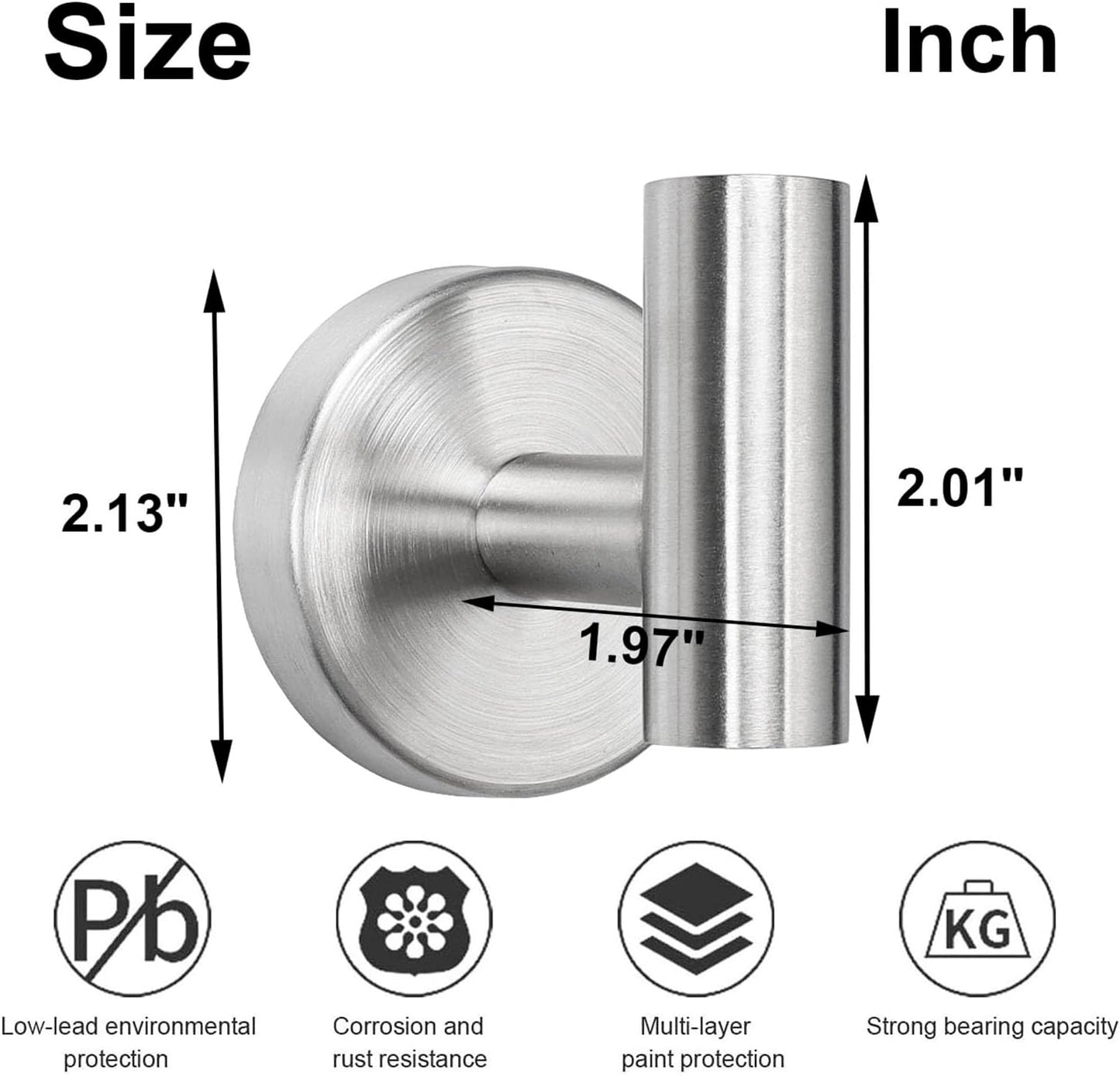 BNIB-Towel Hook for Bathroom, Wall Mounted Robe Hook, SUS 304 Stainless Steel Coat Hook,-$8/1set,-$15/2sets