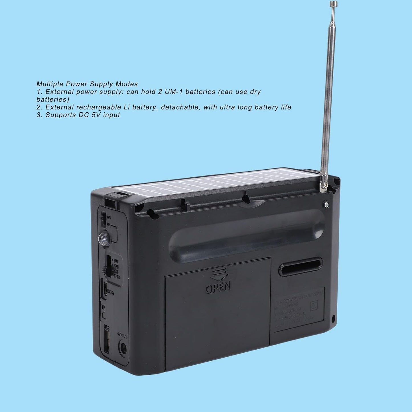 BNIB-Solar Radio AM FM SW Emergency Radio, with LED Flashlight Digital Speaker USB Charging,-$15