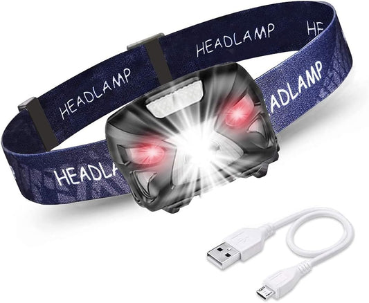 BNIB-LED Headlamp, Super Bright Rechargeable Head Lamp with Motion Sensor 6 Lighting Modes
