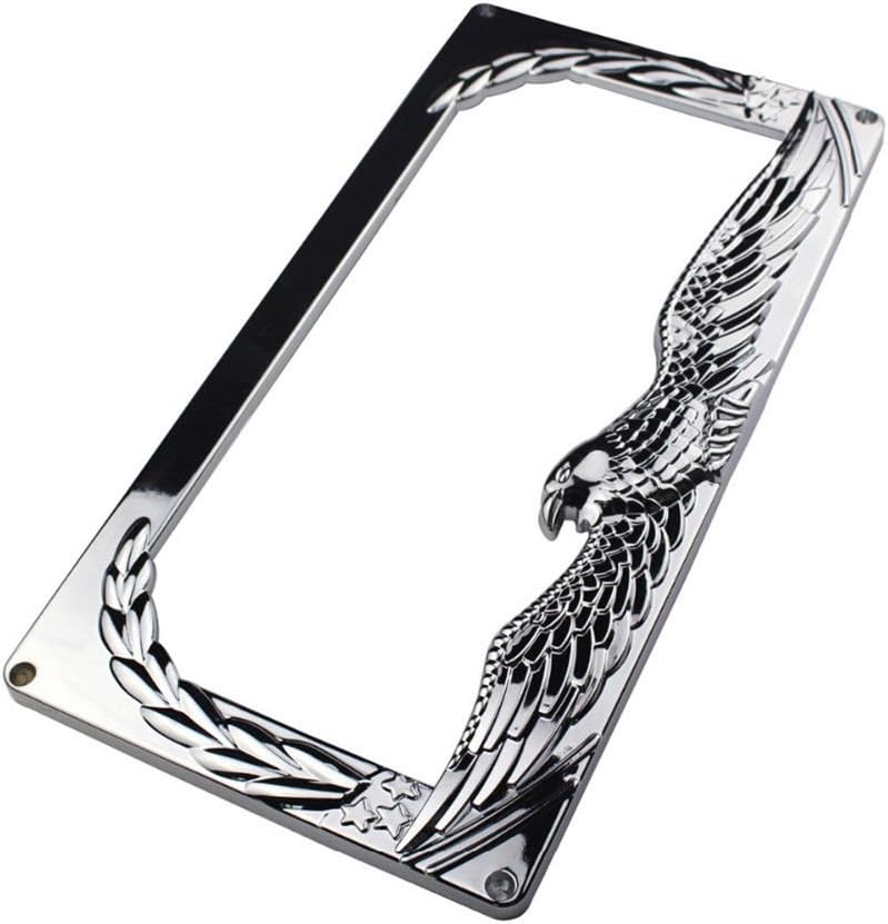 BNIB-NINTE 3D American Bald Eagle License Plate Frame Universal ABS Chrome-2 Holes W/O Cap Silver,-$5