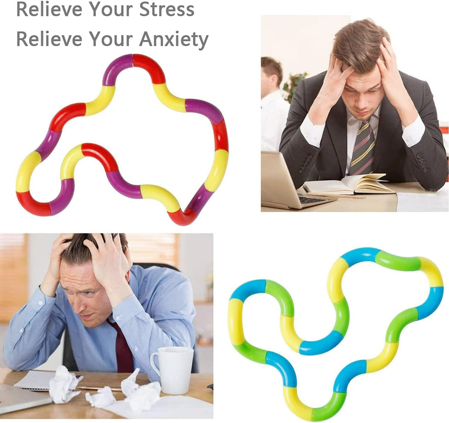 BNIB-6 Pcs Tangles Fidget Toys Tangles Fidget Tangles Relax Therapy Stress Relief Feeling Winding Toy