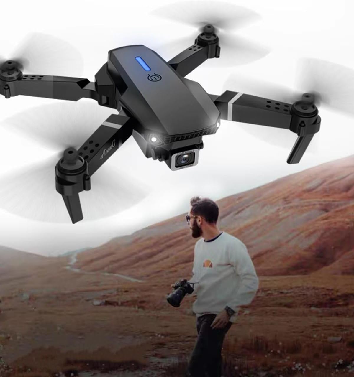 BNIB-E99 Foldable Drone with 1080P HD Camera, RC Quadcopter with 2 Batteries, Altitude Hold
