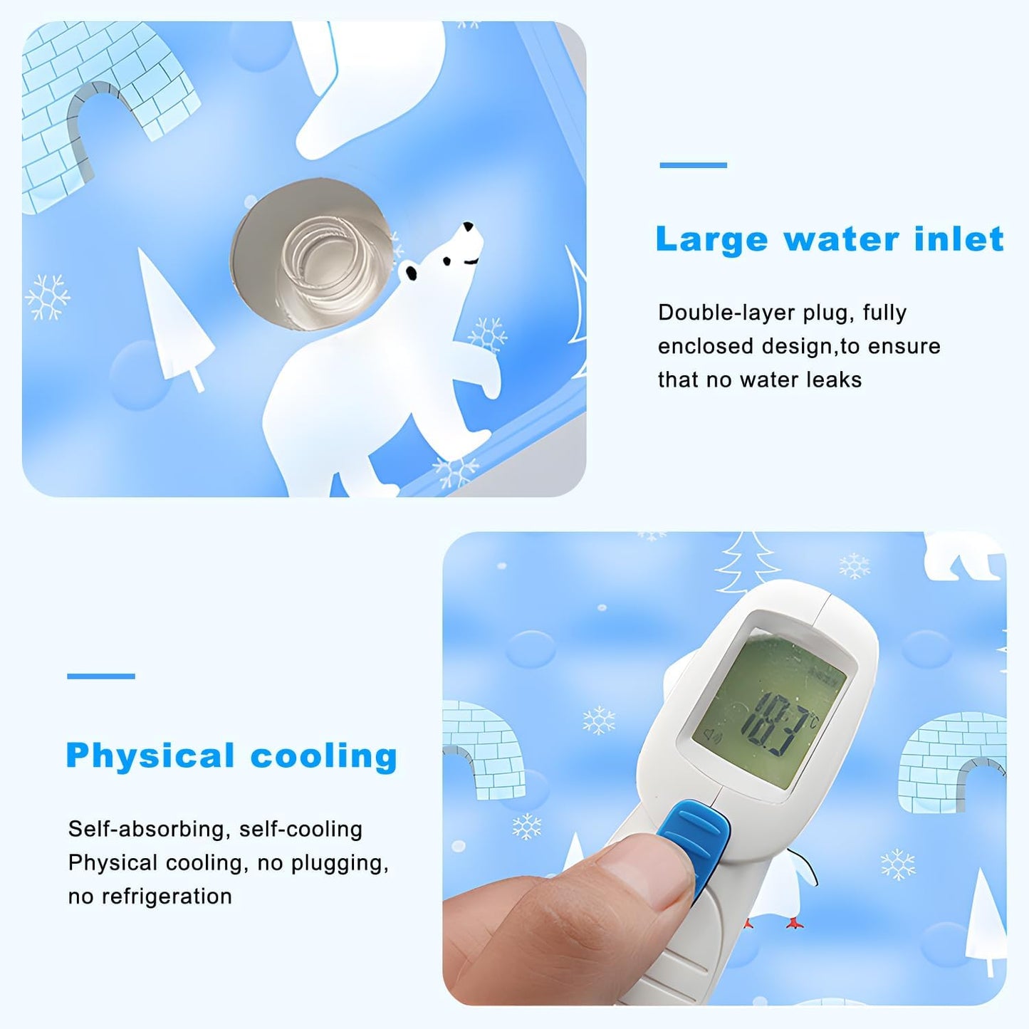 BNIB-Dog Cooling Mat Gel Cooling Mat for Dogs,35x23'', Non-Toxic Gel Self Cooling Pad for Dogs Cats