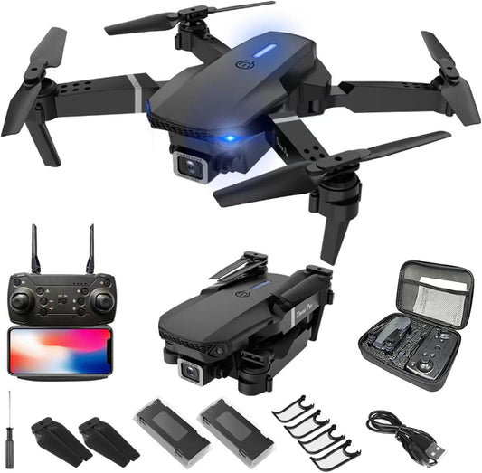 BNIB-E99 Foldable Drone with 1080P HD Camera, RC Quadcopter with 2 Batteries, Altitude Hold