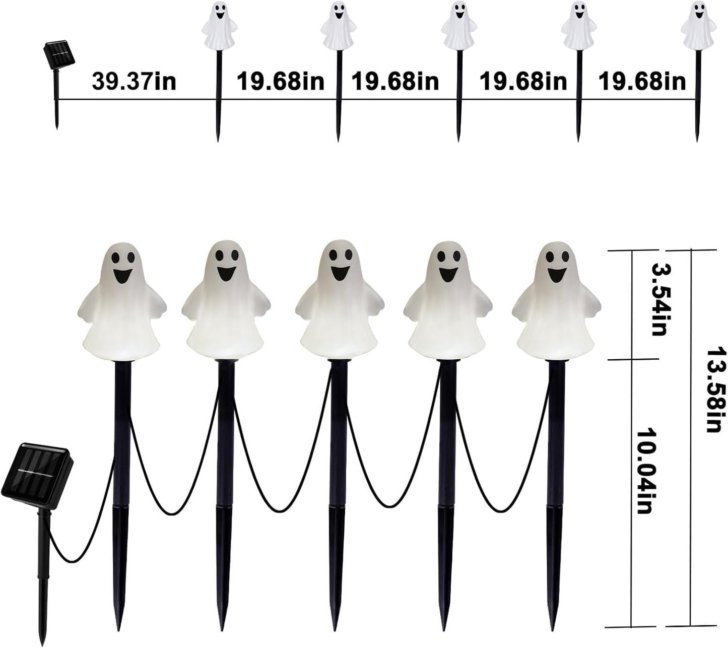 BNIB-Solar Halloween Ghost Pathway Lights Decorations, Halloween Ghost Stake Lights Set of 5