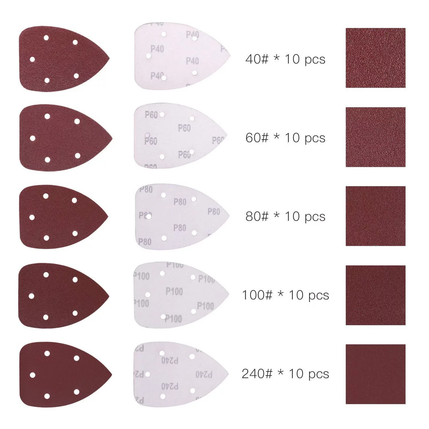 Brand New-Tacklife 50Pcs Mouse Detail Sander Sandpaper 40/60/80/100/240 Grits Hook