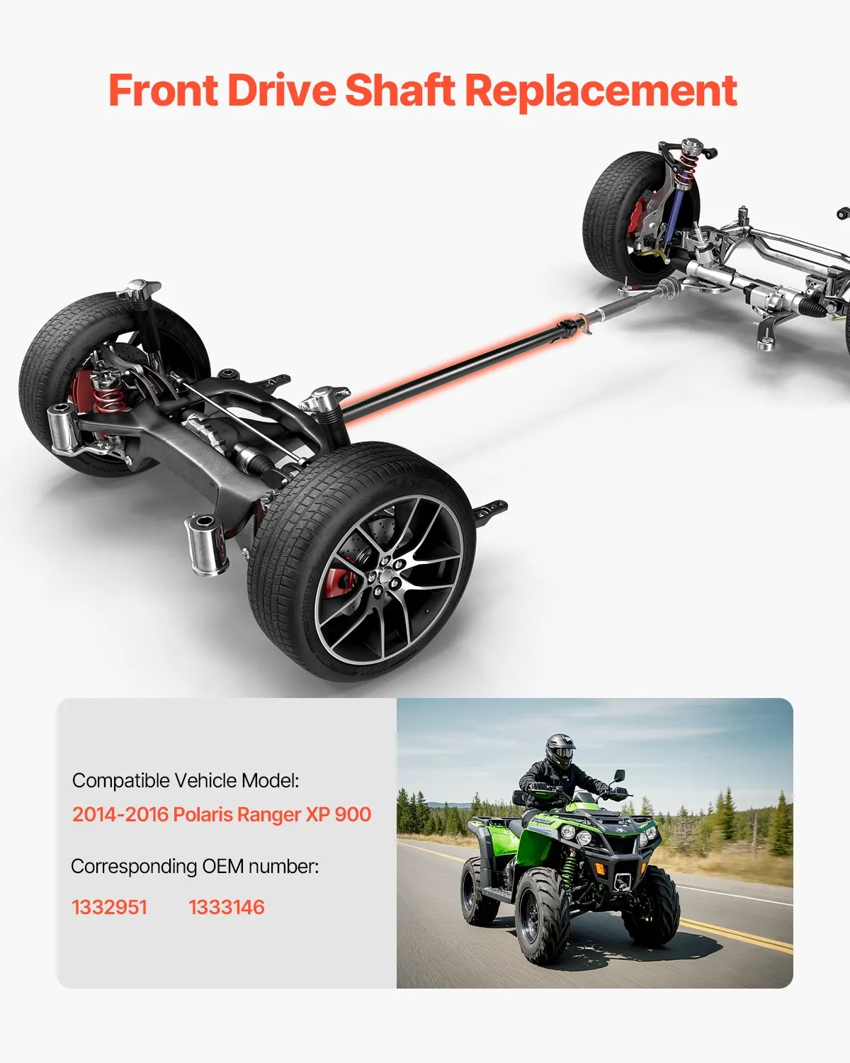 VEVOR Front Drive Shaft Assembly Compatible with 2014-2016 Polaris Ranger XP 900,-$150