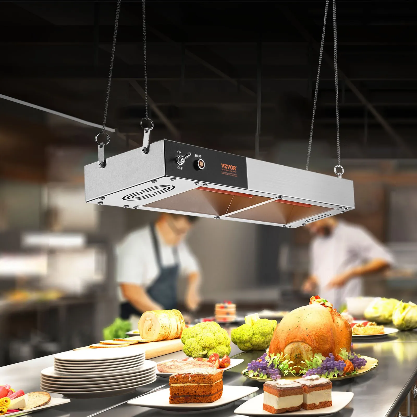 VEVOR French Fry Food Warmer, 750W Commercial Strip Food Heating Lamp, Electric Stainless Steel,-$85