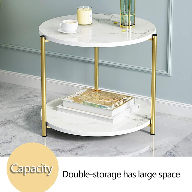 BNIB -Coffee table Modern sofa side table simple MDF Wood Top & Golden Metal Frame