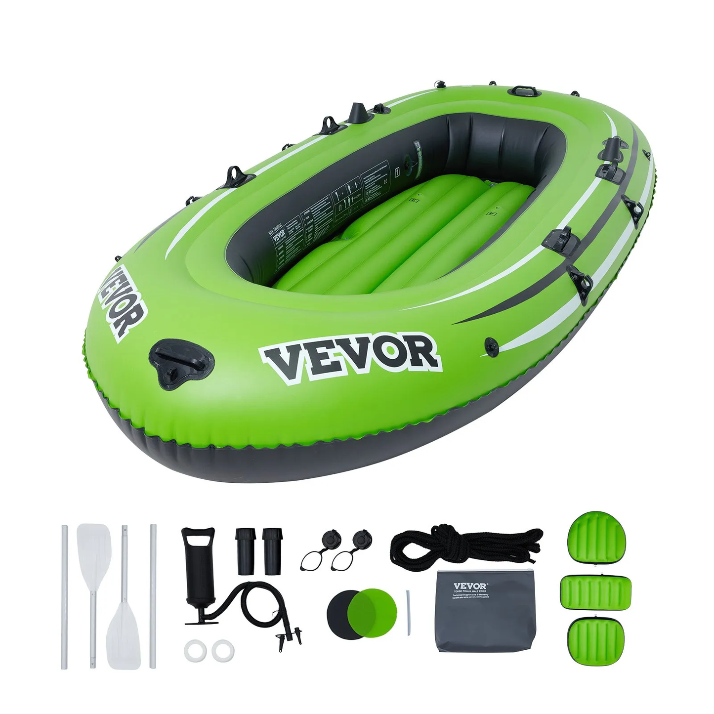 VEVOR Inflatable Boat, 3-Person Inflatable Fishing Boat, Strong PVC Portable Boat Raft Kayak,-$100