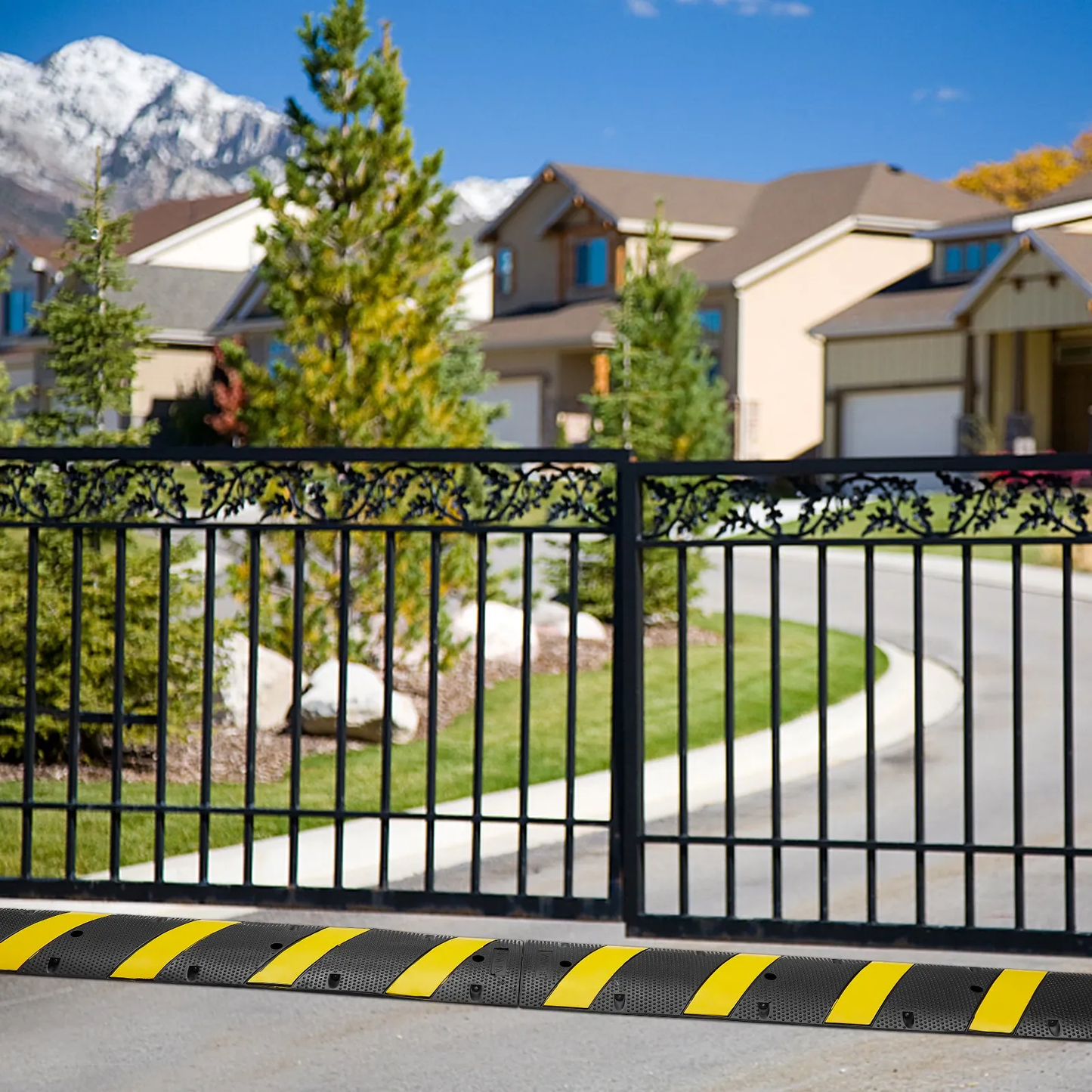 VEVOR 6 ft/72'' Rubber Speed Hump, 2 Channel, 22000 lbs Load Capacity Heavy Duty Traffic Speed Bump,-$65