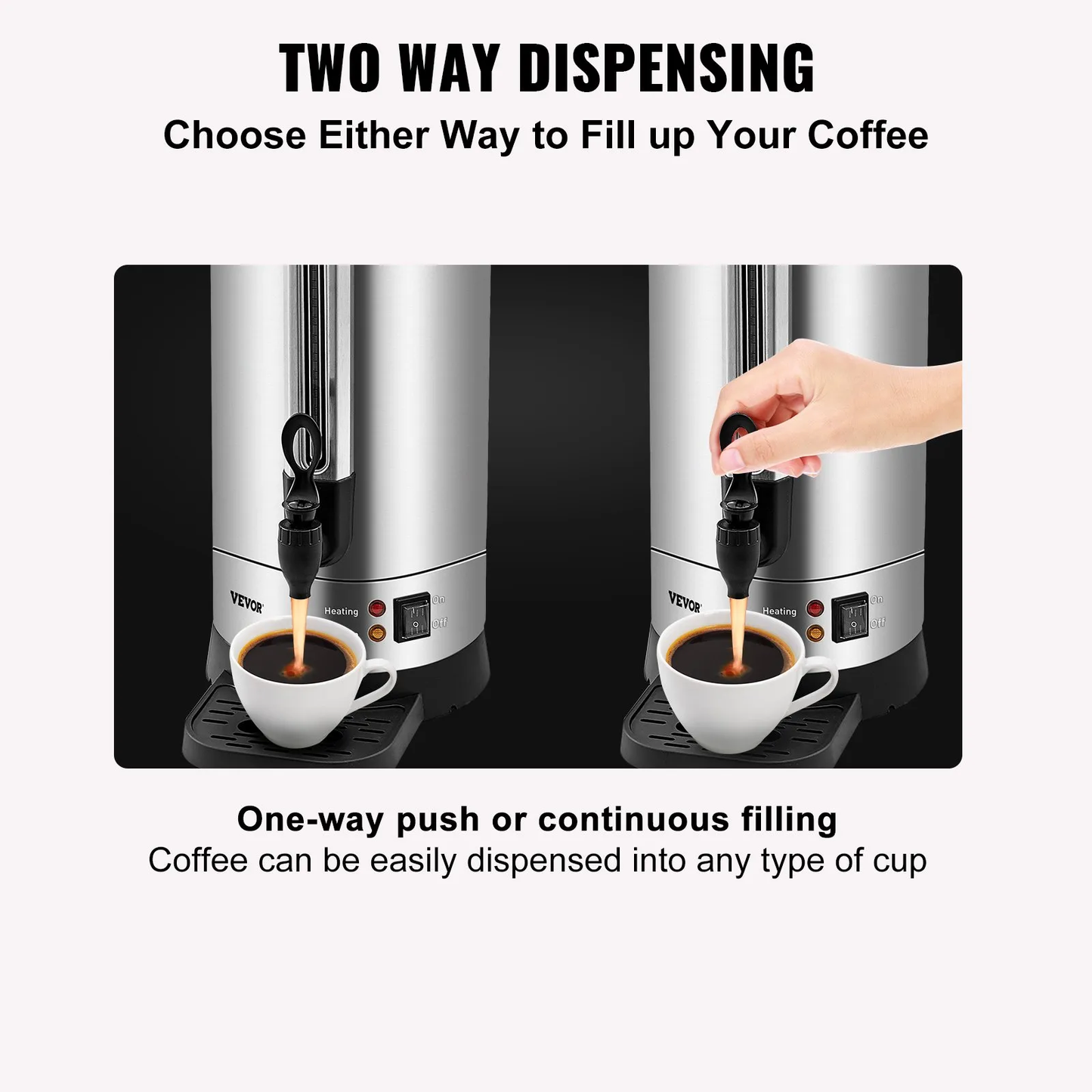 VEVOR Commercial Coffee Urn, 110 Cups Stainless Steel Large Coffee Dispenser, 1500W 110V Electric Coffee,-$100