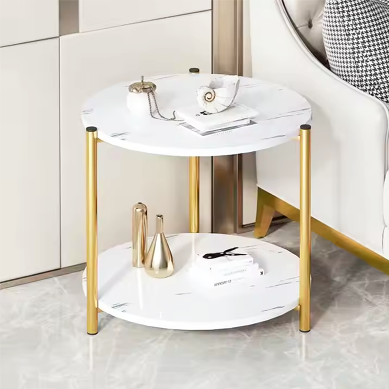 BNIB -Coffee table Modern sofa side table simple MDF Wood Top & Golden Metal Frame