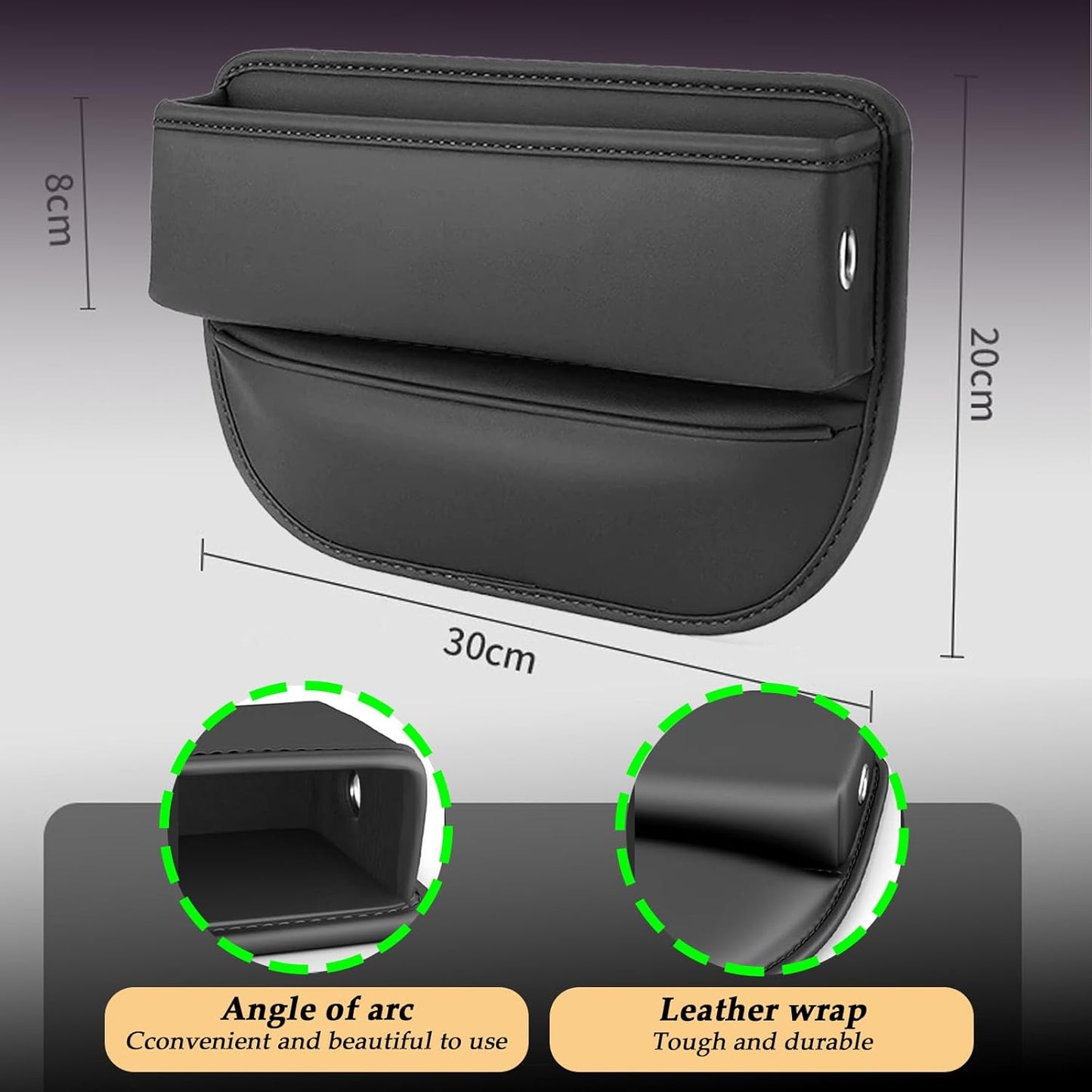 BNIB -Car Seat Gap Filler, Leather Car Seat Gap Organizer,Front Car Seat Storage Box,(Black/2 Pack)