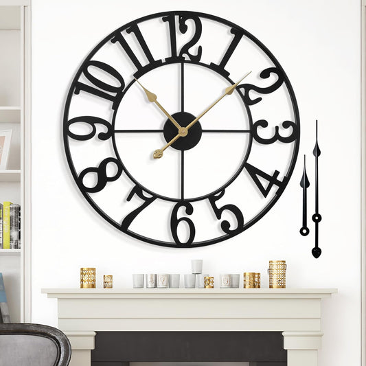 Brand New Oversized 40-Inch Silent Wall Clock – Non-Ticking, Modern Vintage Metal Design