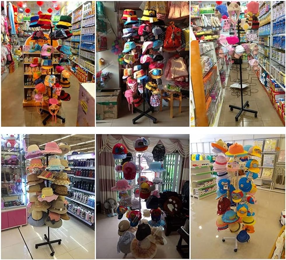 BNIB-Floor Standing Pivoting Hat Holder - Commercial Cap Helmet Display Rack W/Pulley(5-Tier),-$100