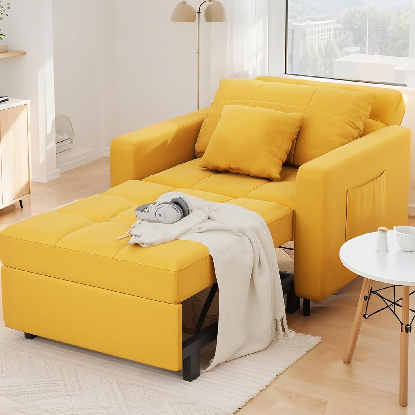 Brand New assemble 3-in-1 Sleeper Chair Bed, Convertible Single Sofa for Small Room, -$250