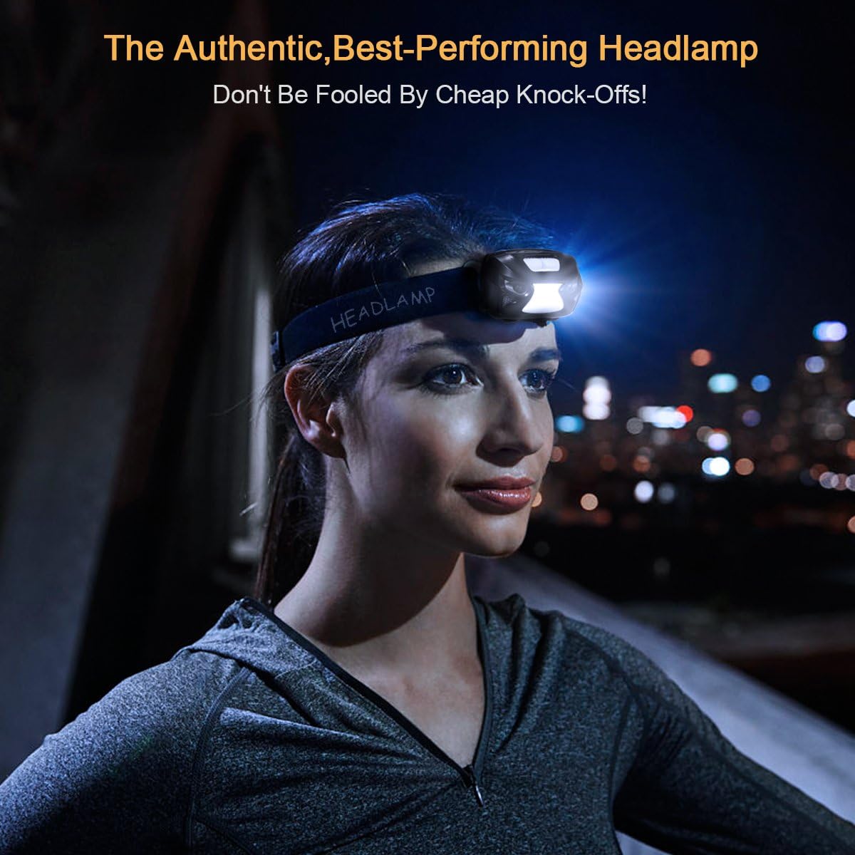 BNIB-LED Headlamp, Super Bright Rechargeable Head Lamp with Motion Sensor 6 Lighting Modes
