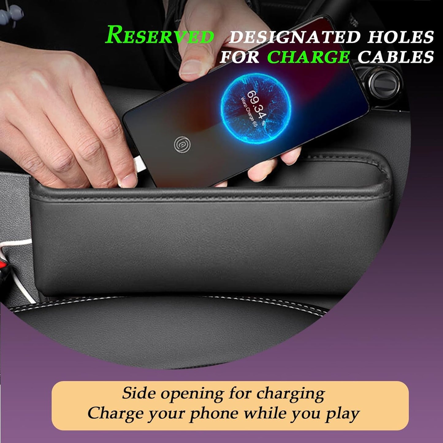 BNIB -Car Seat Gap Filler, Leather Car Seat Gap Organizer,Front Car Seat Storage Box,(Black/2 Pack)