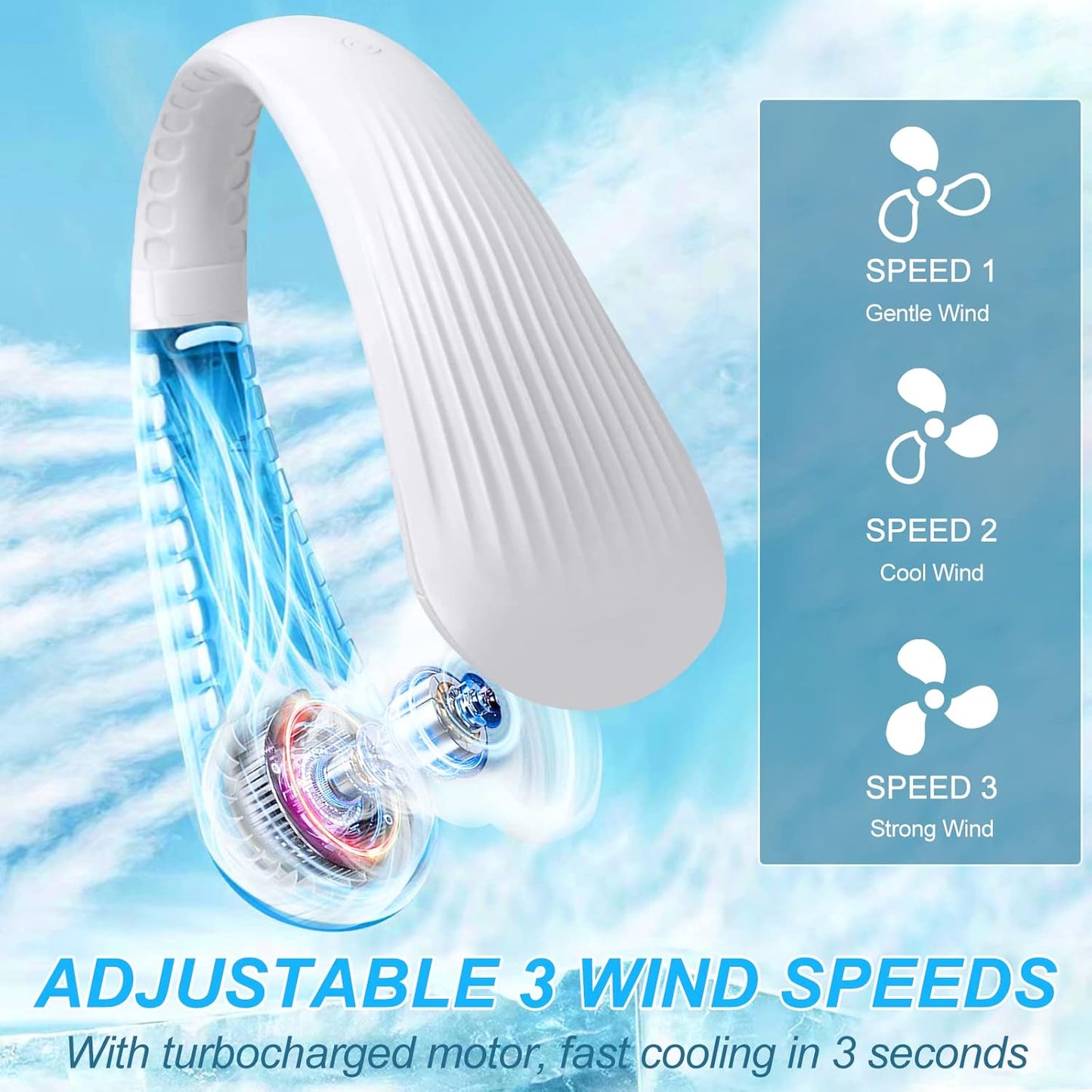 BNIB – Premium Bladeless Neck Fan ,Hand Free Leafless Neckband Fan,(White) – Just $15