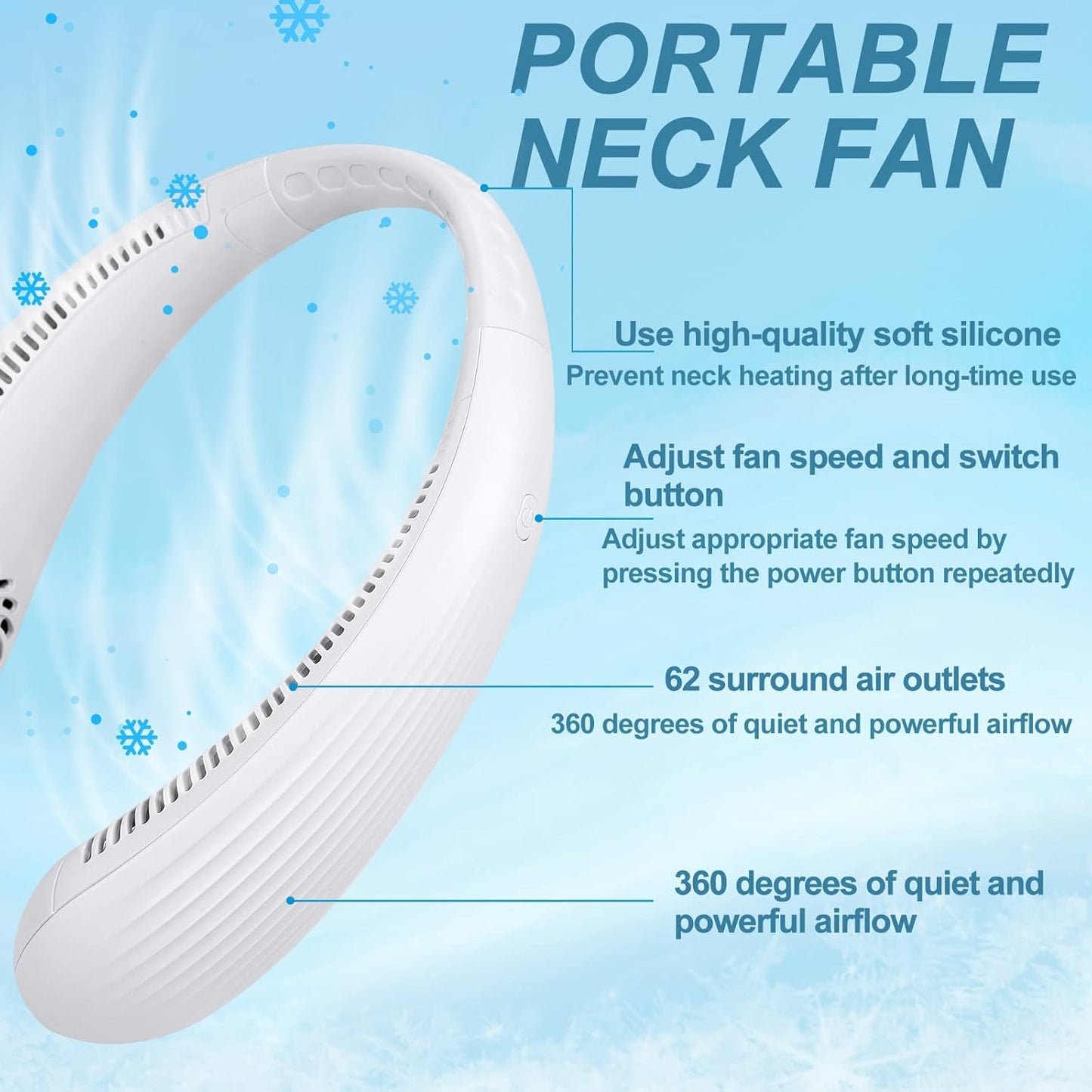 BNIB – Premium Bladeless Neck Fan ,Hand Free Leafless Neckband Fan,(White) – Just $15