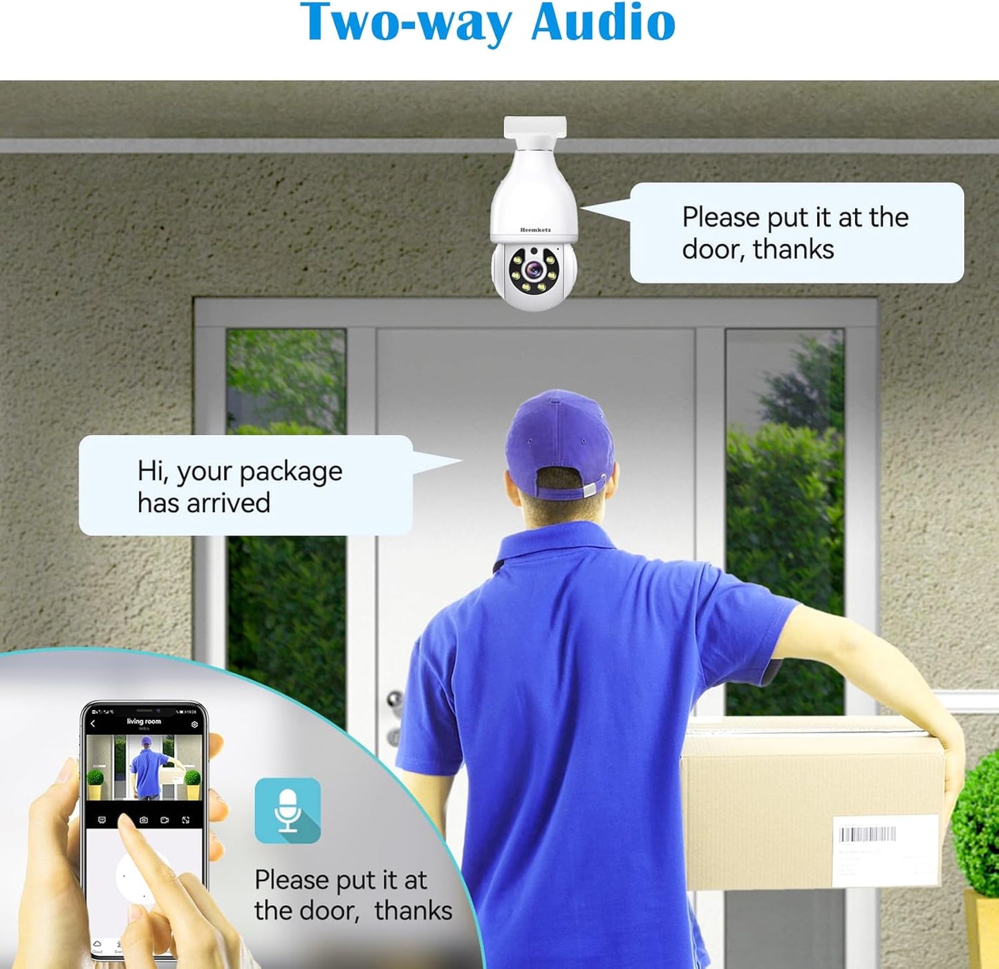 BNIB-Heemketz Light Bulb Security Camera for Home Security, 2K Security Camers Wireless Outdoor Motion
