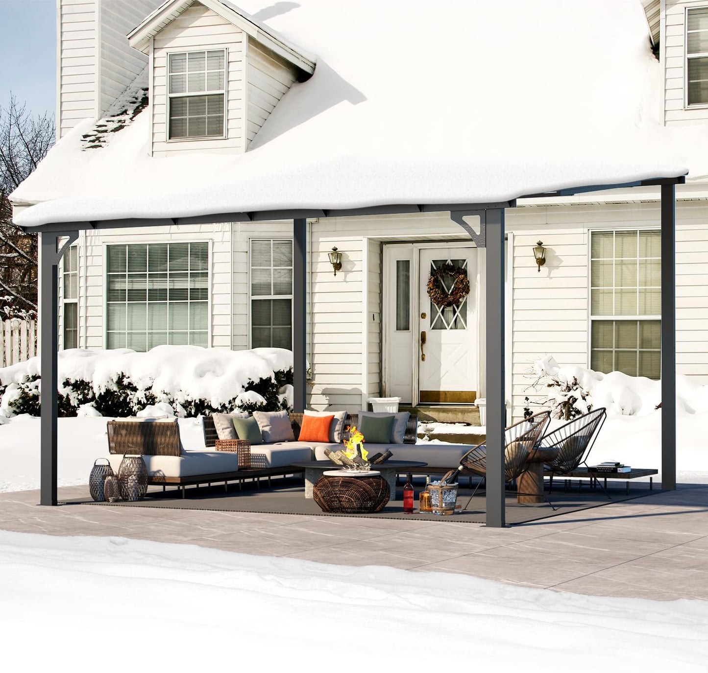 BNIB-12' x 12' Hardtop Gazebo Outdoor Aluminum Pergola For Garden, Patio, Backyard-Black,-$850