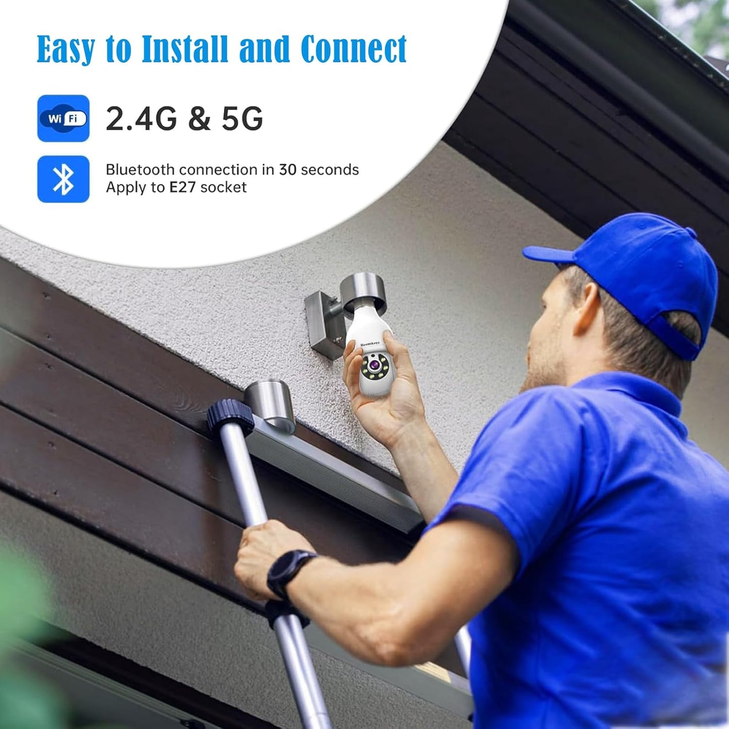 BNIB-Heemketz Light Bulb Security Camera for Home Security, 2K Security Camers Wireless Outdoor Motion