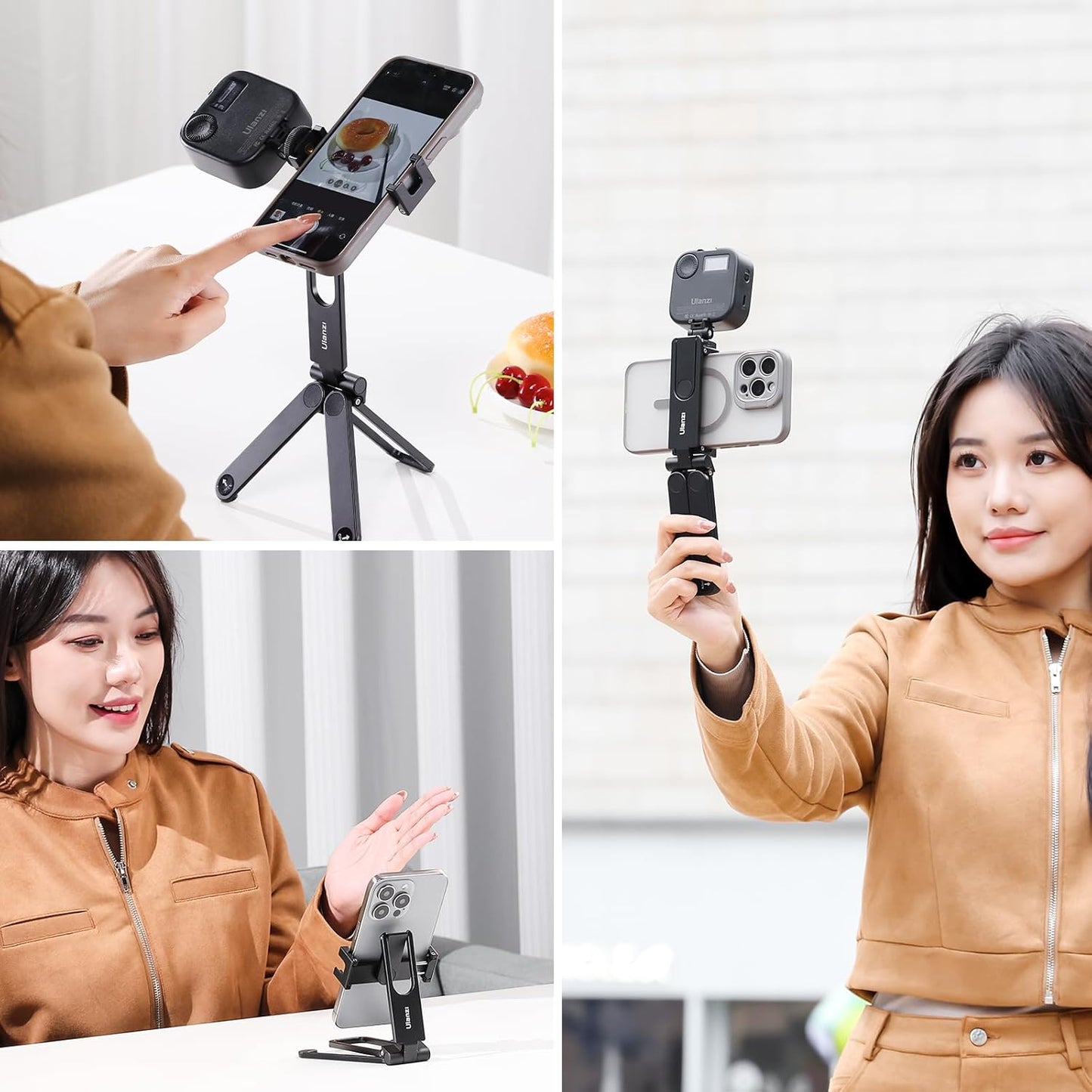 BNIB-ULANZI MA26 Pocket Phone Tripod Metal Phone Stand with Dual Cold Shoe 360° Rotable Foldable