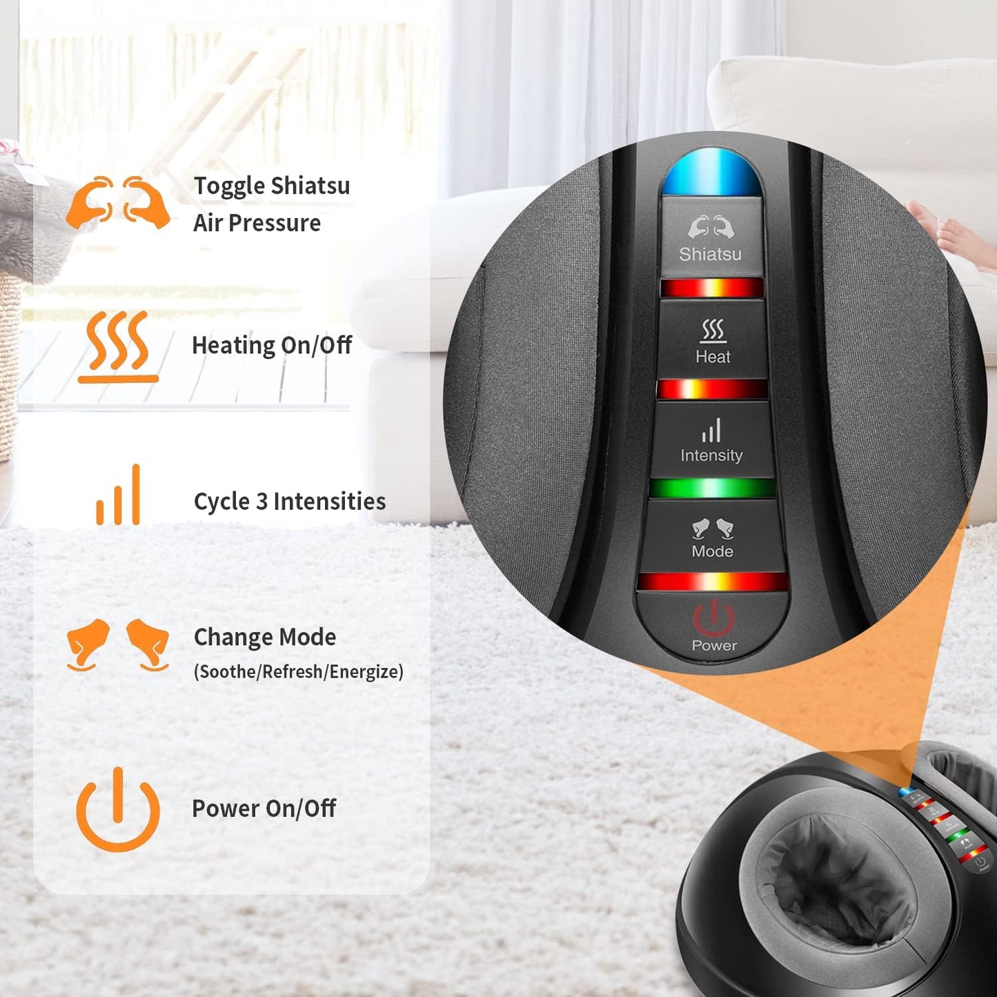 BNIB-Mynt Foot Massager Machine w/Heat and Deep-Kneading,Compression,Shiatsu,Fits up to Men Size 13