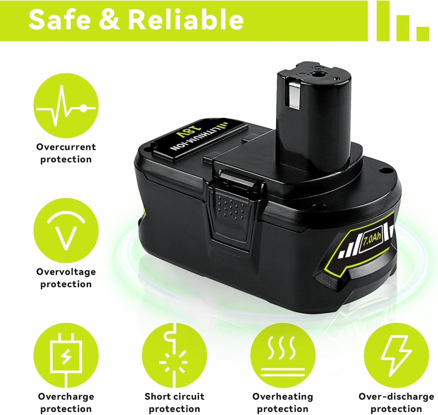BNIB-6.0Ah 18V Replacement Battery for Ryobi 18V Lithium Battery P102 P103 P105 P107 P108 P109 Ryobi,-
