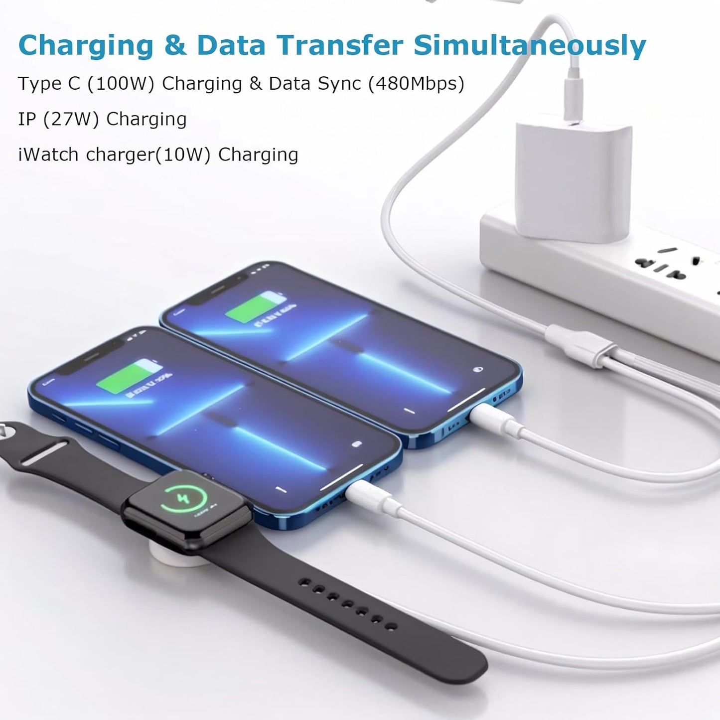 BNIB-3 in 1 Compatible with Apple Watch Charger Charging Cable USB C Cord for i Watch Series,3.9ft,