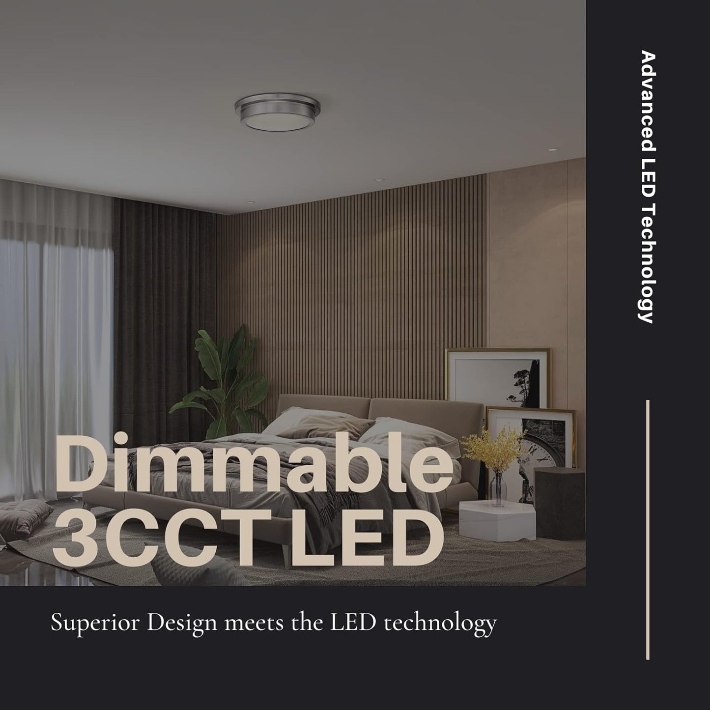 BNIB-Myth Realm Integrated LED Flush Mount Close to Ceiling Light, 14 inch Dimmable Selectable 3 Colors,-$20