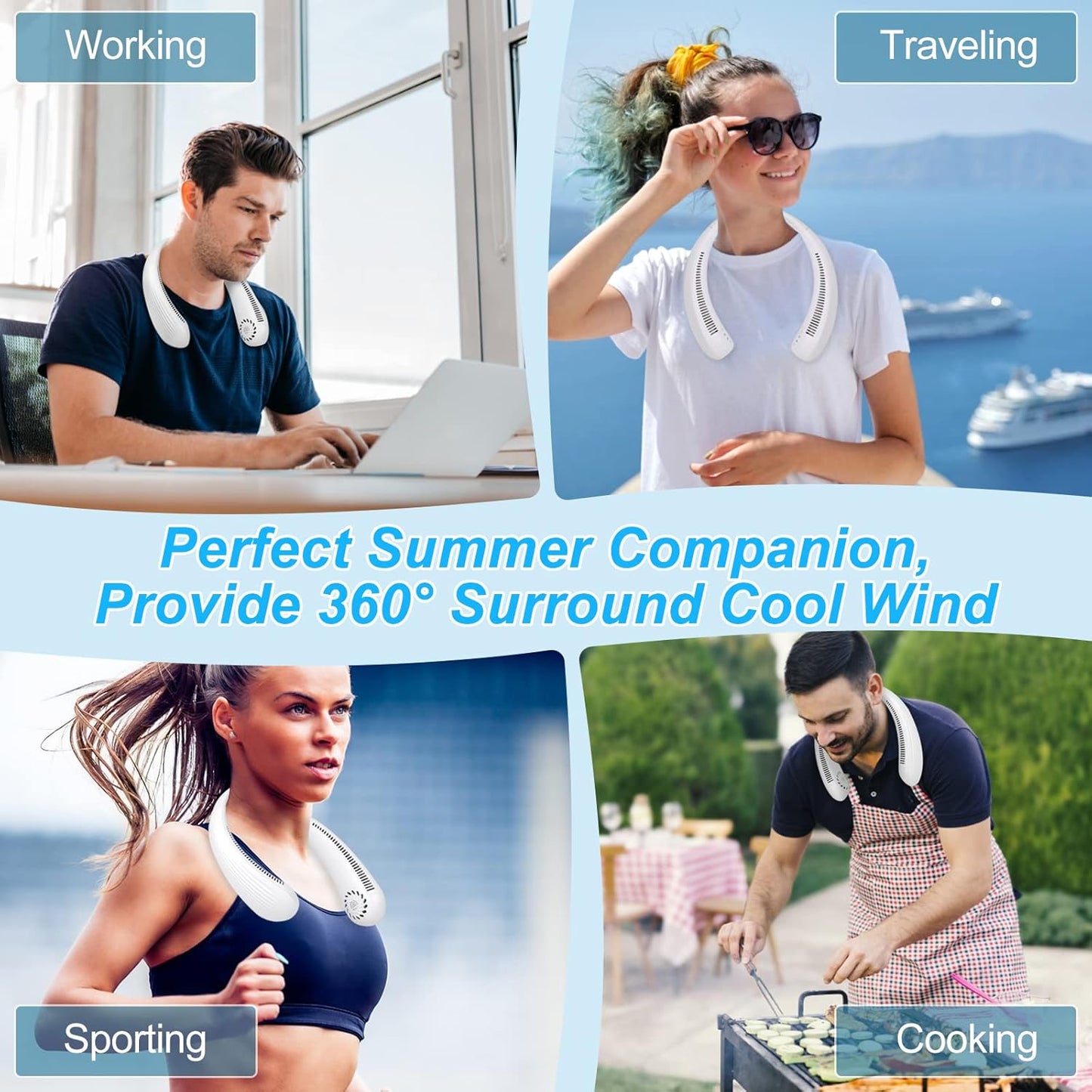 BNIB – Premium Bladeless Neck Fan ,Hand Free Leafless Neckband Fan,(White) – Just $15