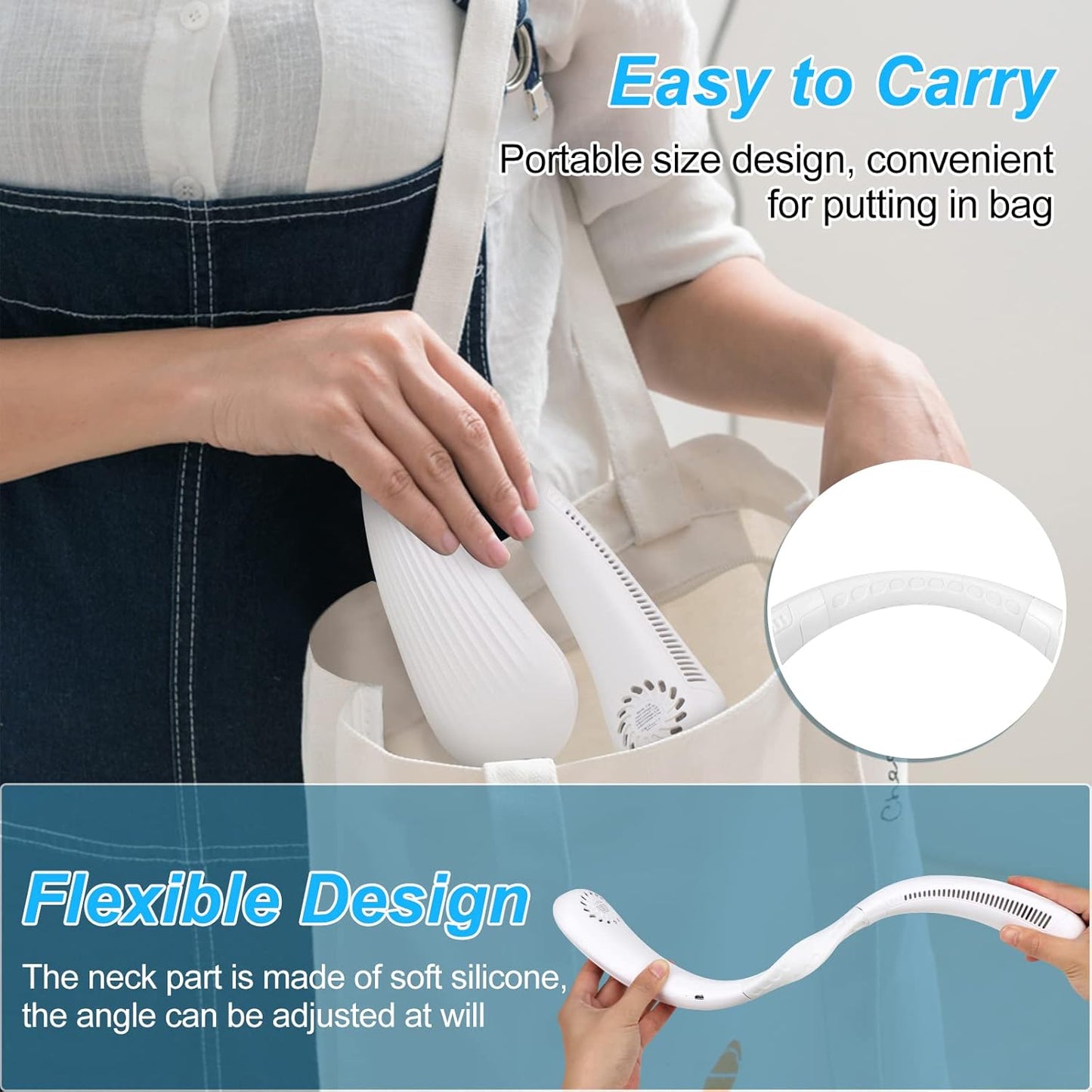 BNIB – Premium Bladeless Neck Fan ,Hand Free Leafless Neckband Fan,(White) – Just $15
