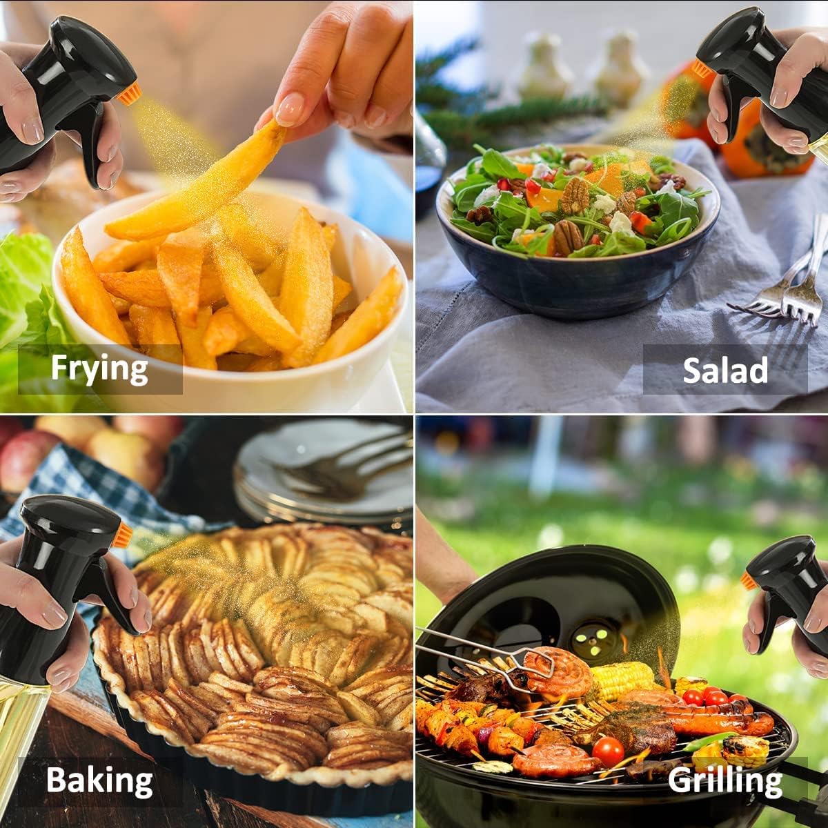 BNIB-Oil Sprayer for Cooking, Olive Oil Sprayer Mister Spray Bottle with 2 Rotatable Nozzles