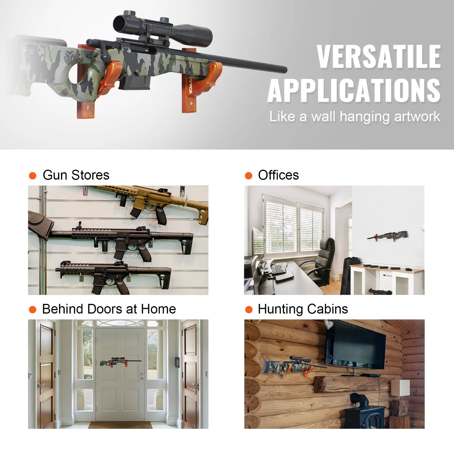 VEVOR Gun Rack Wall Mount, Horizontal Gun Rack and Shotgun Hooks, Single Gun Storage Display Rack,-$20