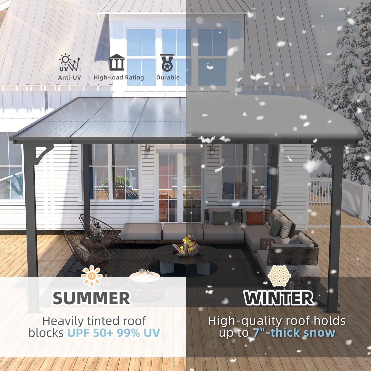 BNIB-12' x 12' Hardtop Gazebo Outdoor Aluminum Pergola For Garden, Patio, Backyard-Black,-$850