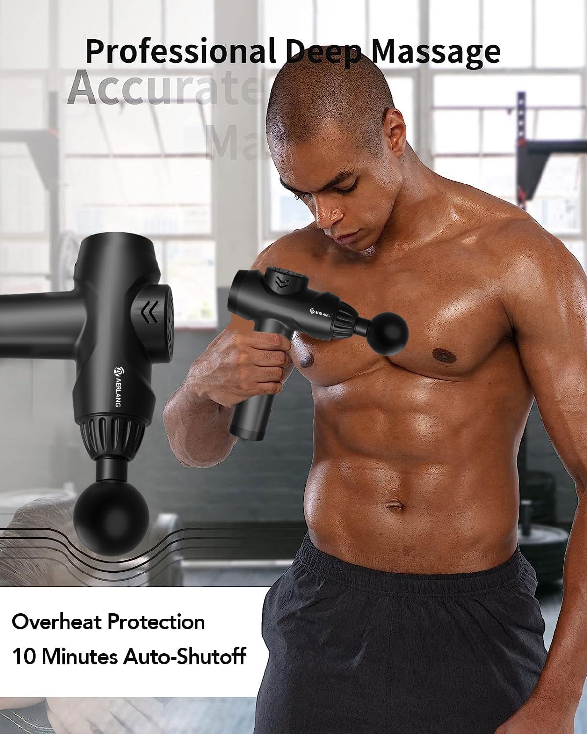BNIB-AERLANG Massage Gun,Percussion Massage Gun, Muscle Handheld Deep Tissue Massager (Black),