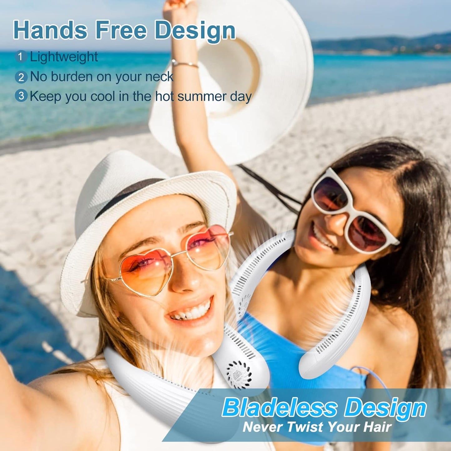 BNIB – Premium Bladeless Neck Fan ,Hand Free Leafless Neckband Fan,(White) – Just $15
