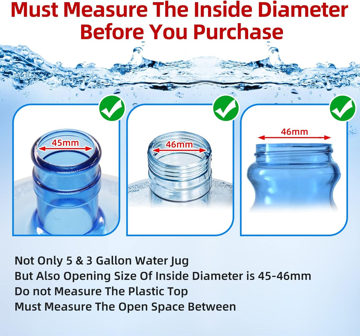 BNIB-5 Gallon Water Jug Cap,Silicone Reusable No Spill Top Lids Cover with Leak Proof and Air Tight,-$12/3pcs