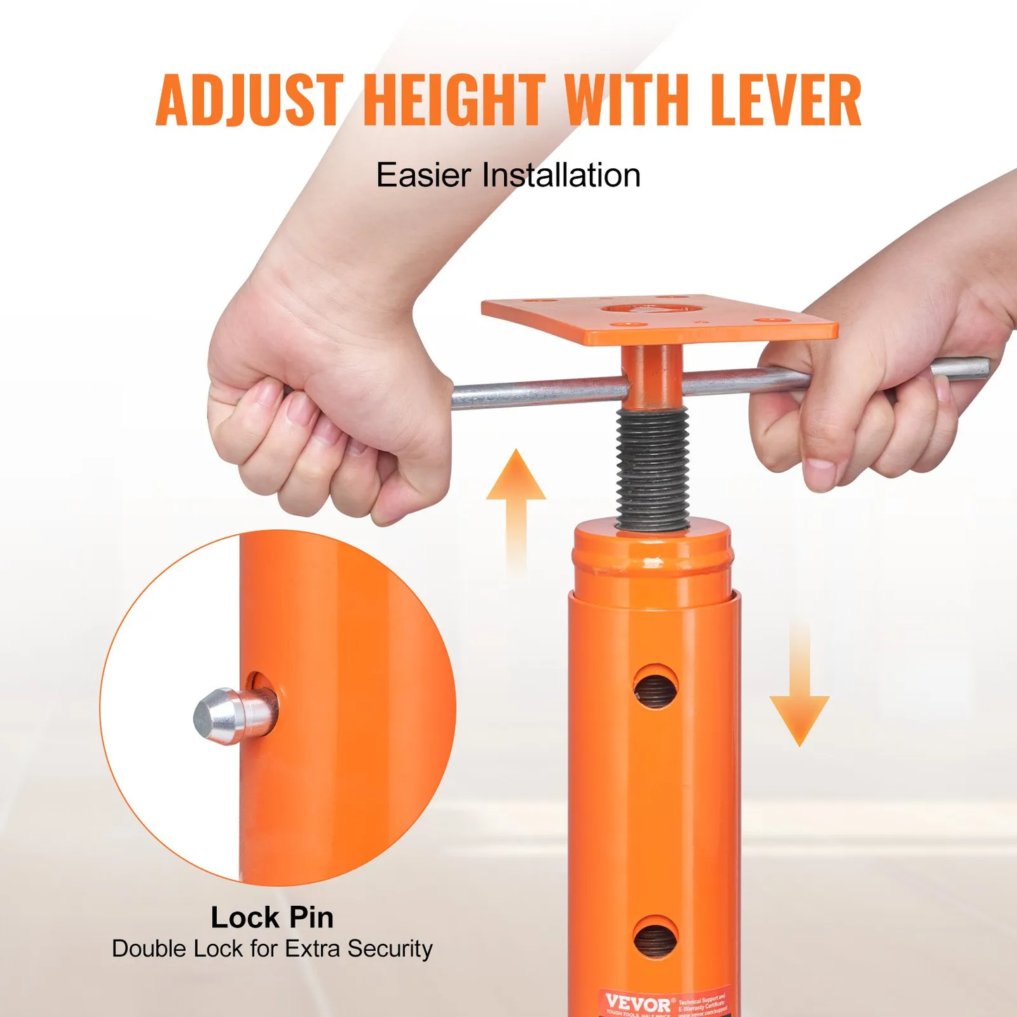 VEVOR House Floor Jack, 19"-36" Height Range, 18000 lbs Max Load Capacity, Adjustable Support Beam,-$40