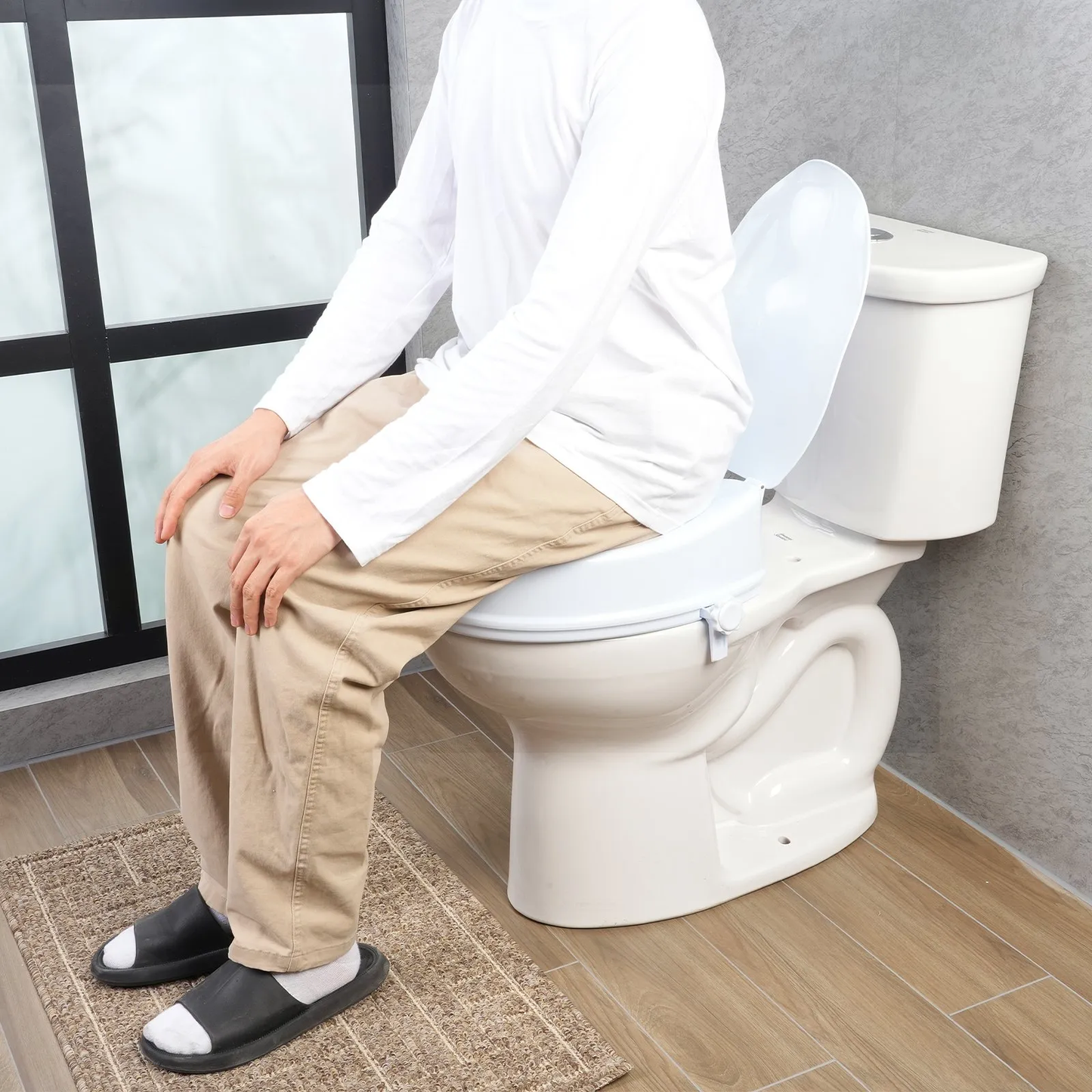 VEVOR Raised Toilet Seat, 4" Height Raised, 300 lbs Weight Capacity, Universal Toilet Seat Riser,-$30