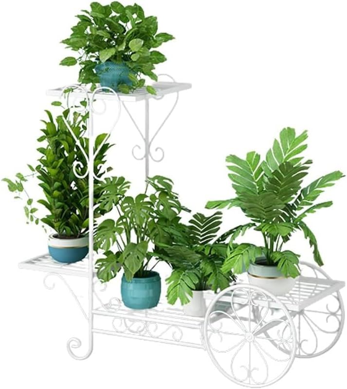 BNIB-Flower Display Stand, Modern Decorative Display, Plant Stand for Outdoor, for Multiple Pots, (White)