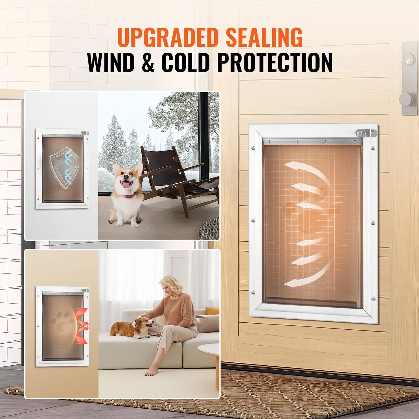 VEVOR Pet Door for Door with Lock and Magnetic Flap System Aluminum Frame Large,-$50