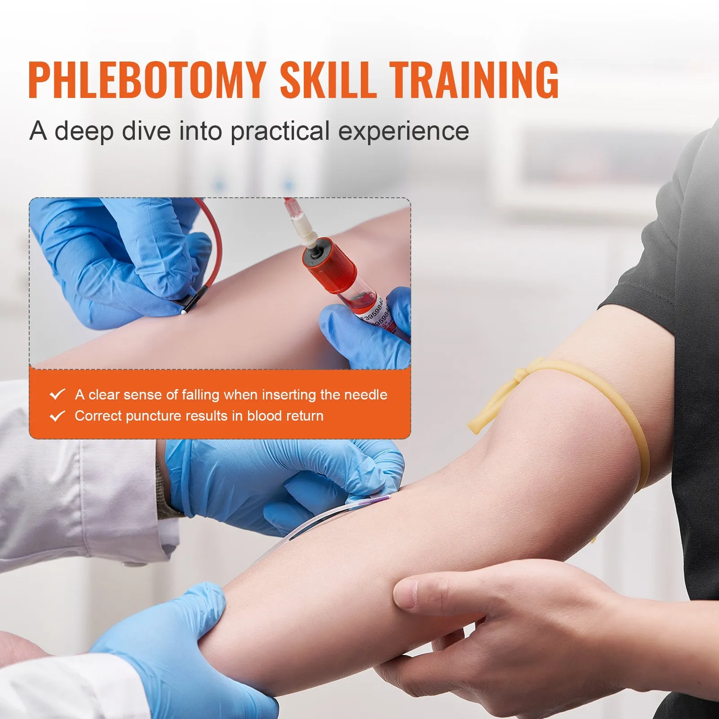 VEVOR Phlebotomy Practice Kit, IV Venipuncture Intravenous Training Kit, High Simulation IV Practice Arm Kit,-$50